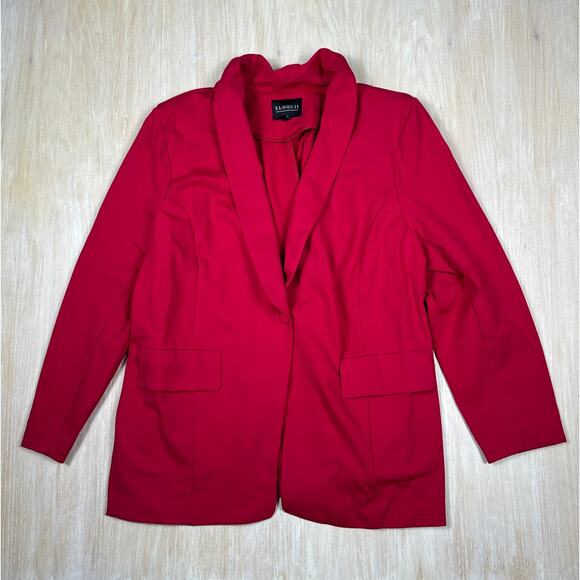 Eloquii Red Power Statement Corporate Glam Single Button Workwear Blazer Plus 24 - Picture 1 of 14